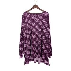 Denim & Co Plaid Velour Top 4X